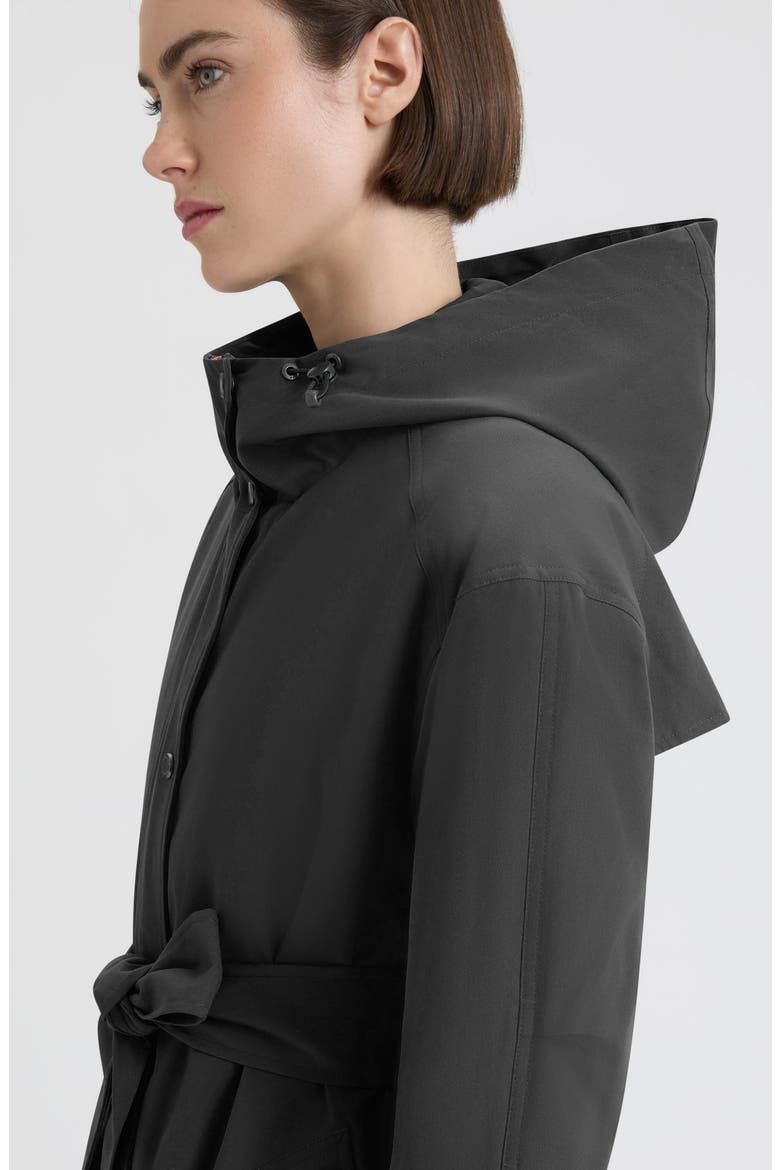 Violet Hooded Long Trench Coat, Alternate, color, BLACK