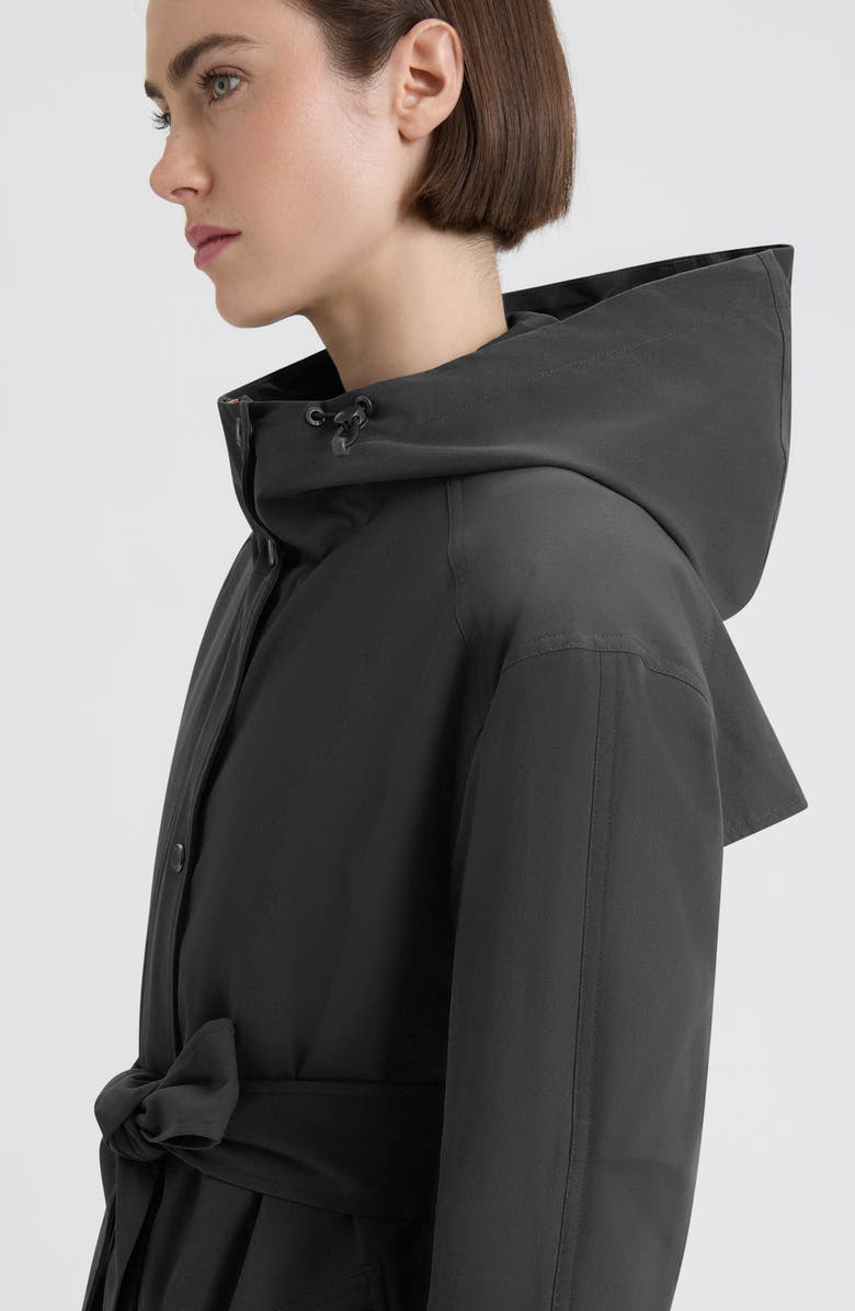 Hunter Violet Hooded Long Trench Coat, Alternate, color, Black