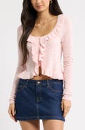 BP. Ruffle Pointelle Cardigan