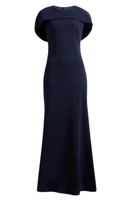 BETSY & ADAM BETSY & ADAM CAPE SHORT SLEEVE SCUBA CREPE GOWN 