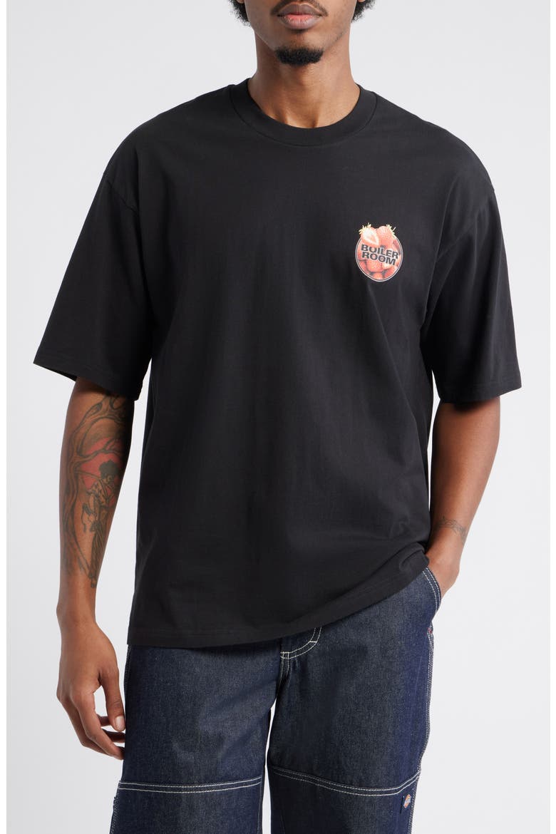 Strawberry Logo Graphic T-Shirt, Main, color, BLACK
