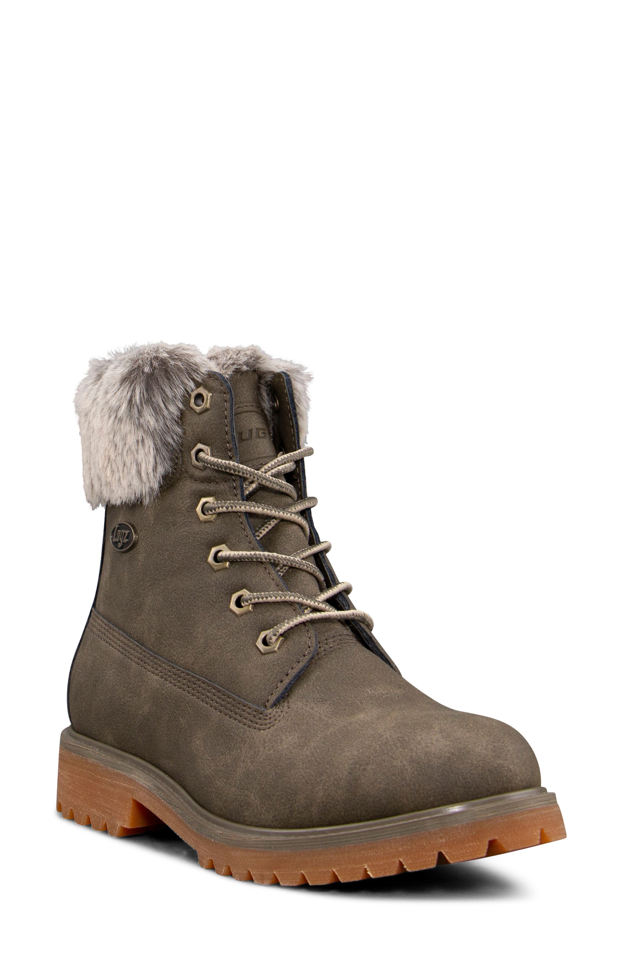 Convoy Faux Fur Boot, Main, color, WARM GREY/GUM