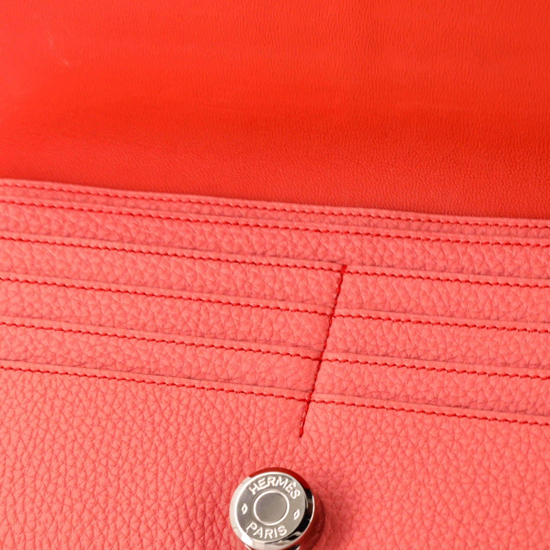 Pre-Owned Hermes Dogon Recto Verso Wallet Leather, Alternate, color, Orange Poppy