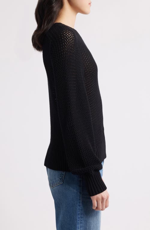 Shop 525 Margot Openwork Cotton Mesh Sweater In Black