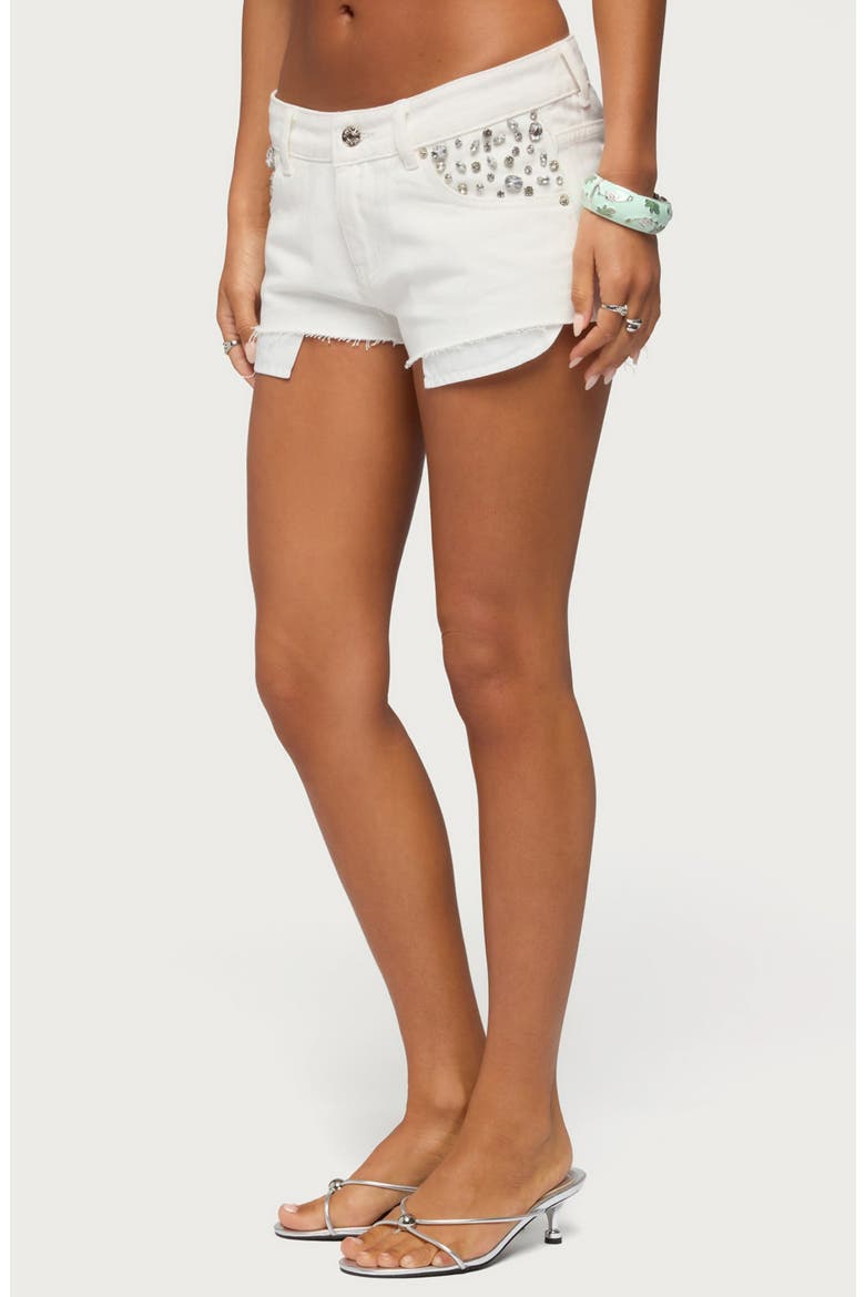 Gia Gem Low Rise Micro Denim Shorts, Alternate, color, WHITE