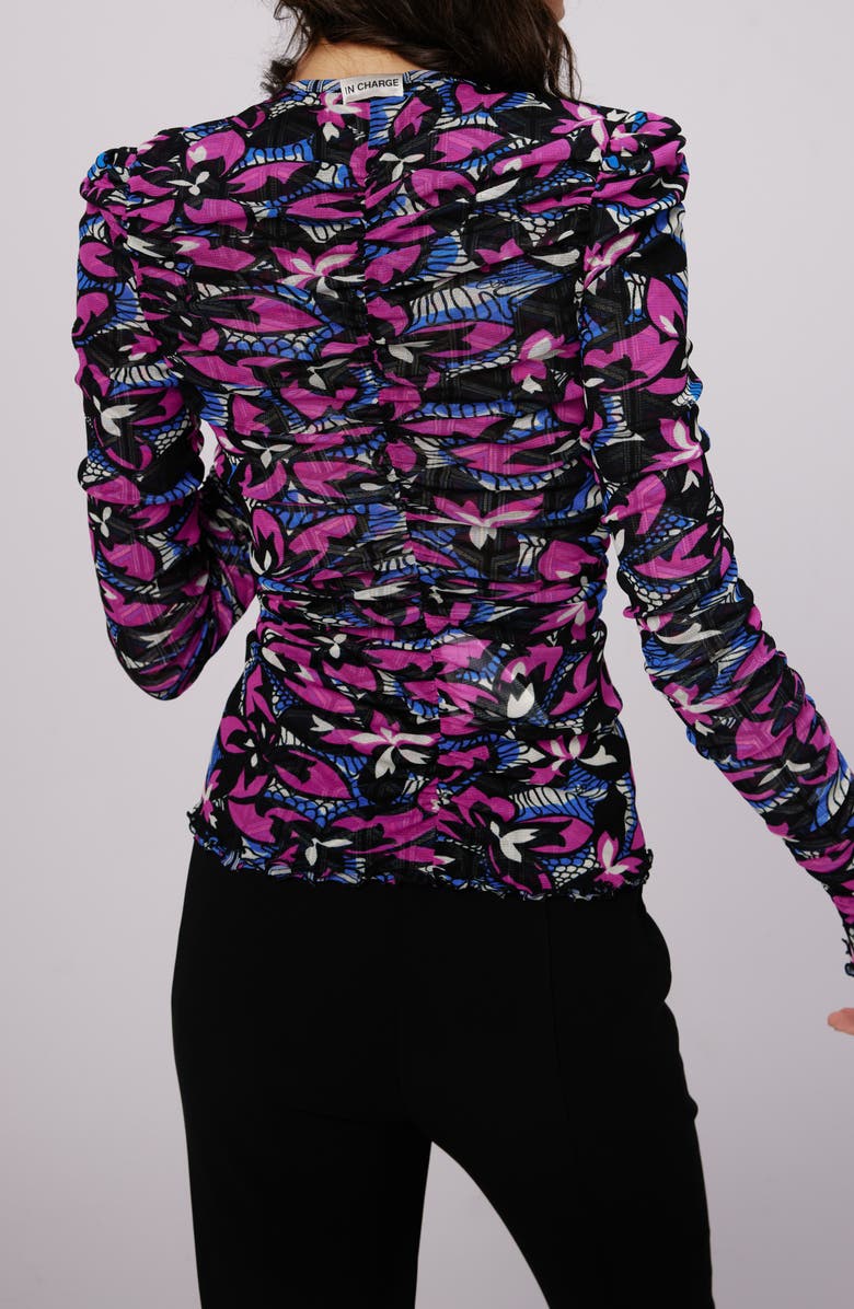 DVF Amal Reversible Geo & Floral Print Mesh Top, Alternate, color, 