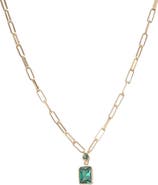 BY ADINA EDEN Colored Baguette CZ Paperclip Pendant Necklace