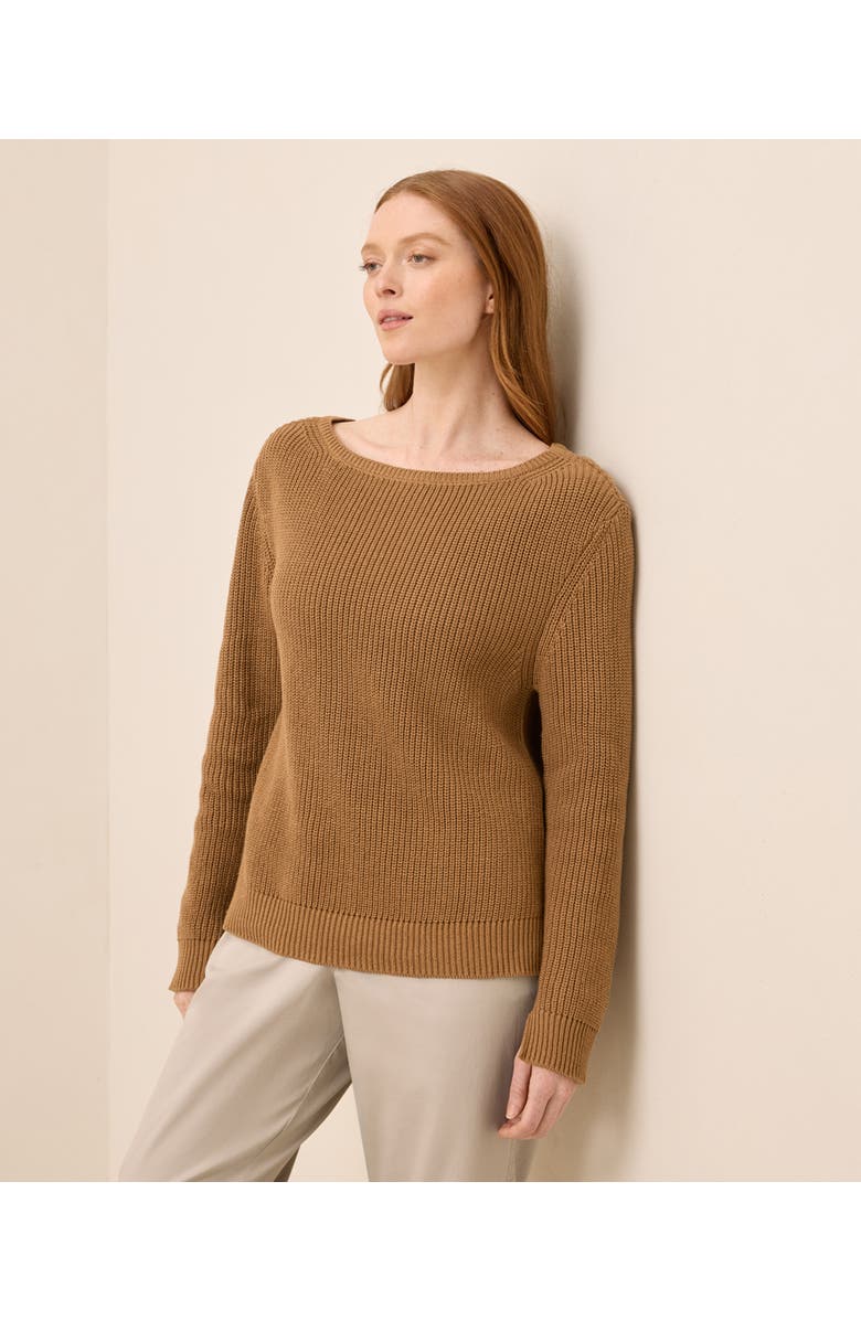 Pact Luxe Knit Boatneck Sweater, Alternate, color, Brown Sugar Heather