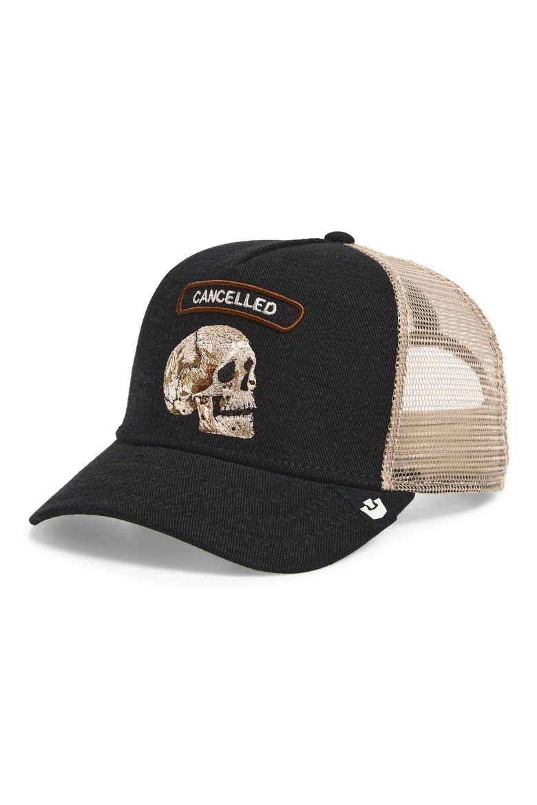 Cancelled Denim Rocker Baseball Cap, Main, color, BLACK DENIM