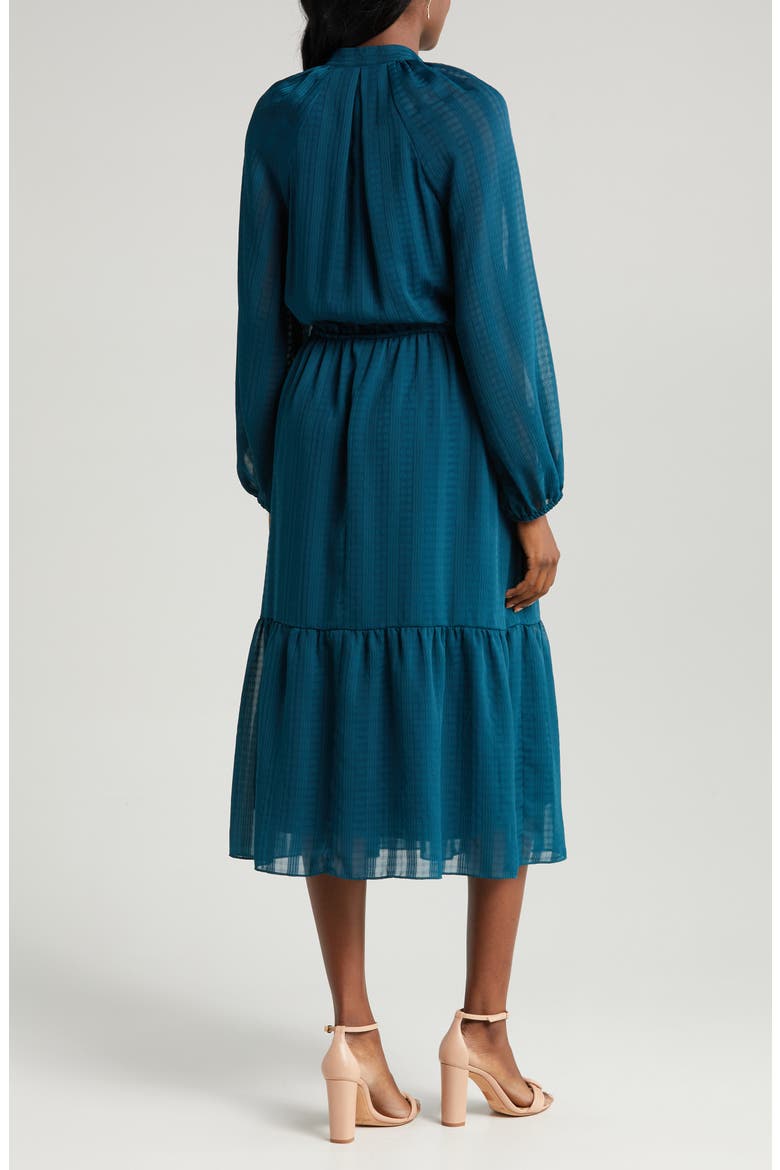 Mandarine Long Sleeve Tiered Midi Dress, Alternate, color, TEAL