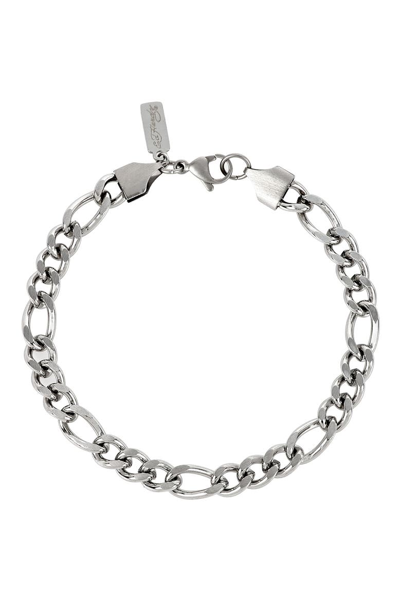 Men's Figaro Chain Bracelet, Main, color, SILVER