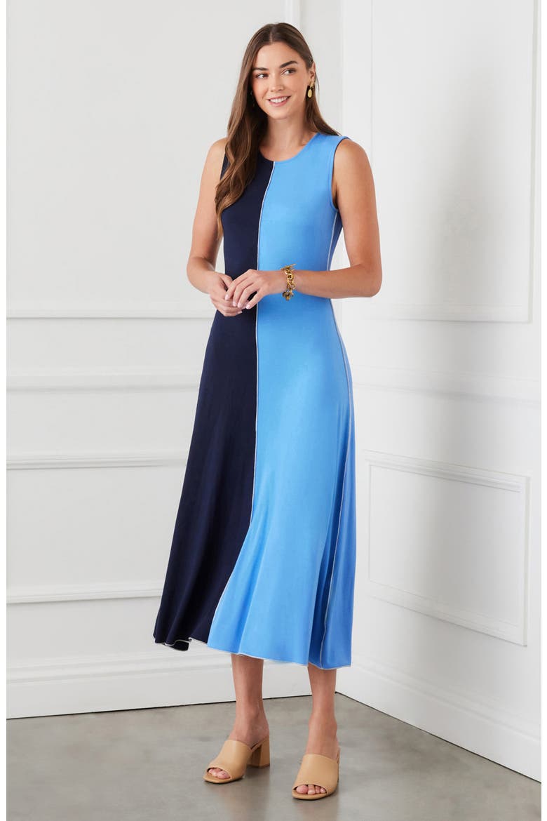 Colorblock Sleeveless Maxi Dress, Alternate, color, NAVYW/ BLUE