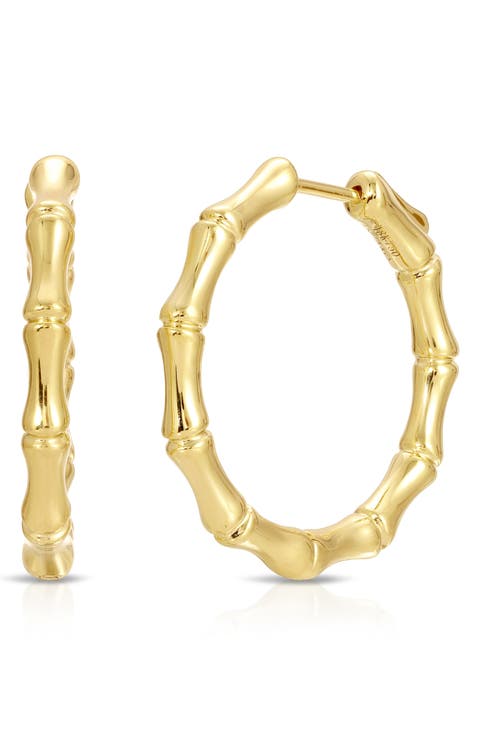 18k Gold Bamboo Hoop Earrings