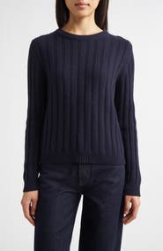 Johnstons of Elgin Lecht Cashmere Rib Crewneck Sweater