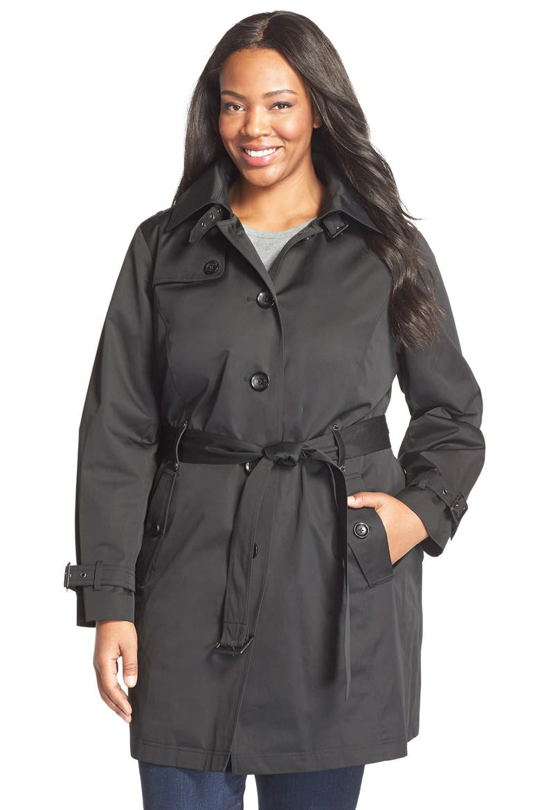 Single Breasted Raincoat, Main, color, BLACK