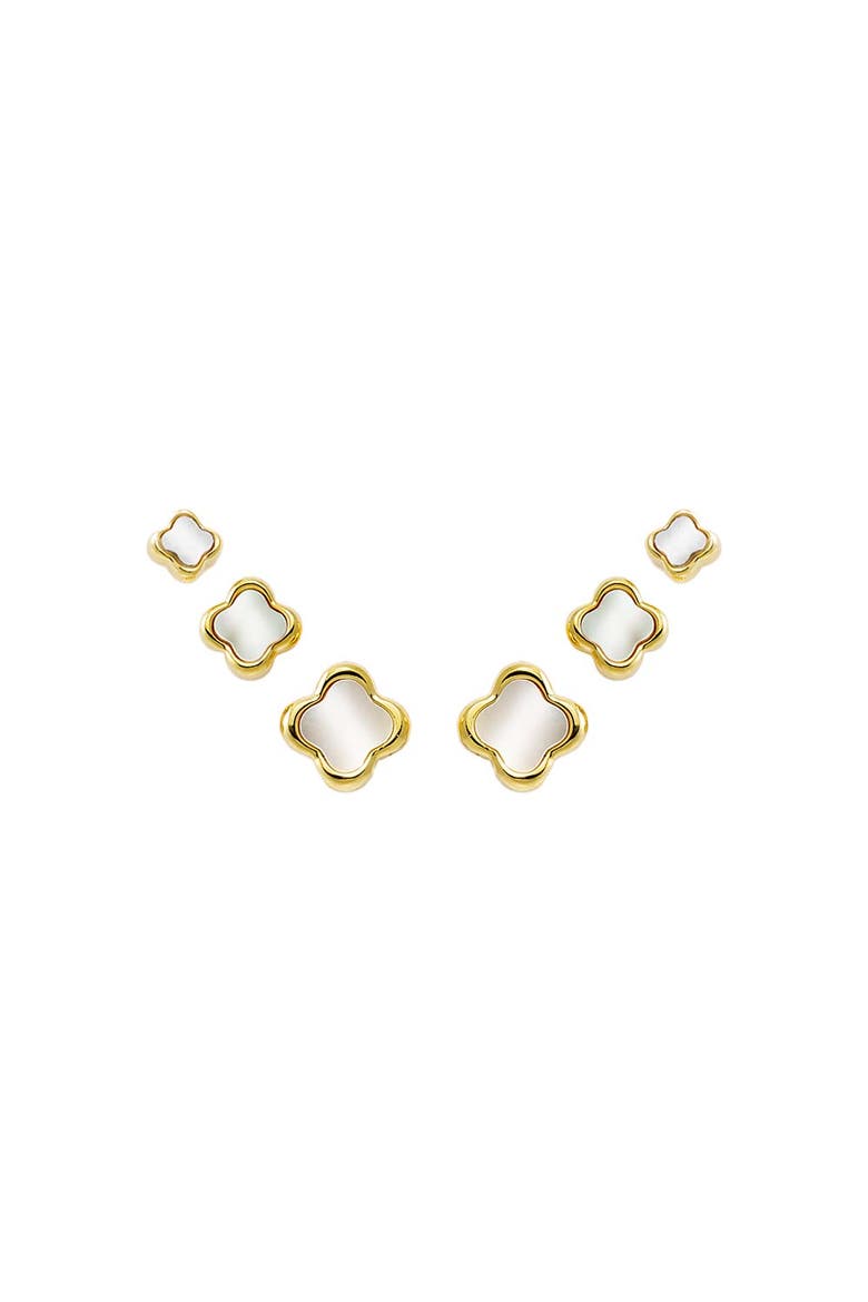 Solid Graduated Clover Stud Earring Combo Set, Main, color, Gold