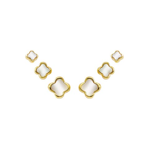 Solid Graduated Clover Stud Earring Combo Set
