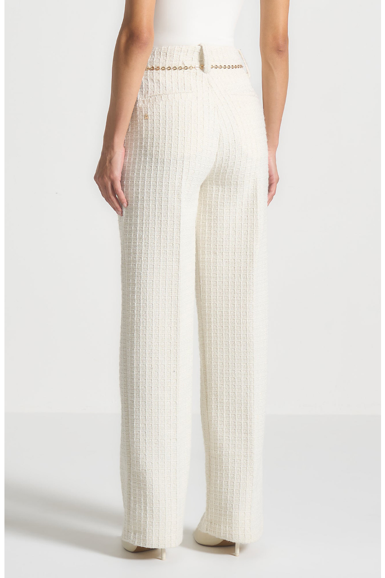 Nathalie Tweed Trousers with Belt, Alternate, color, Cream