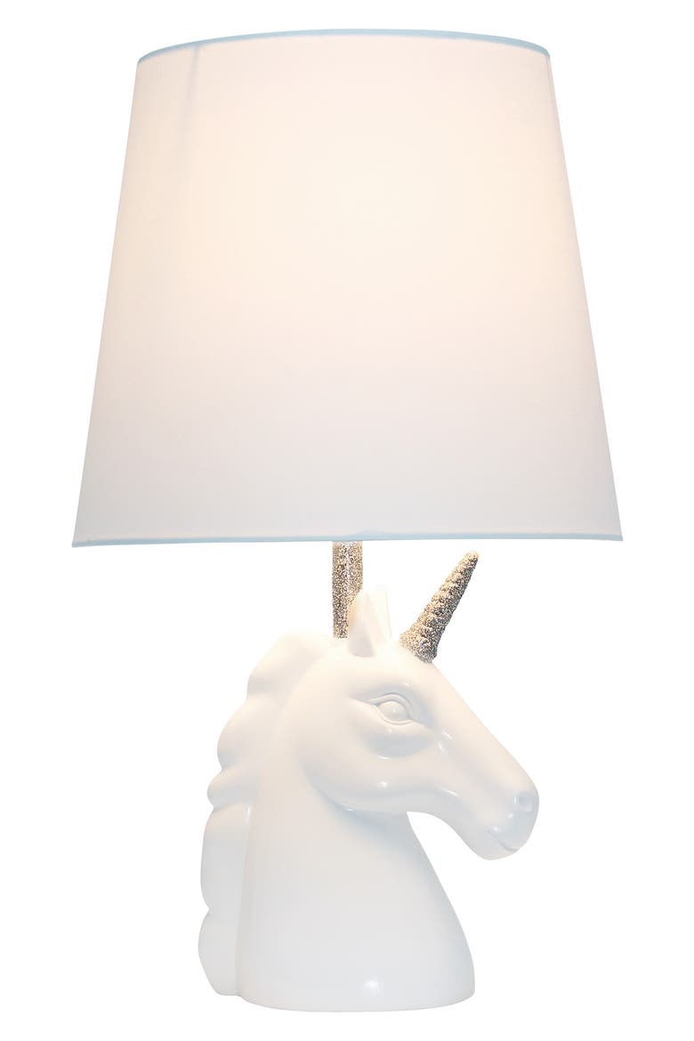 Sparkling Silver and White Unicorn Table Lamp, Alternate, color, SILVER