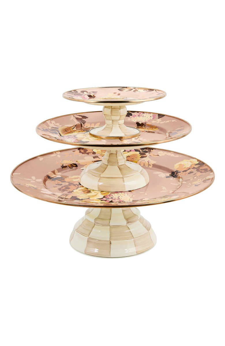 MACKENZIE CHILDS Wild Rose Mauve Small Pedestal Platter, Alternate, color, Mauve