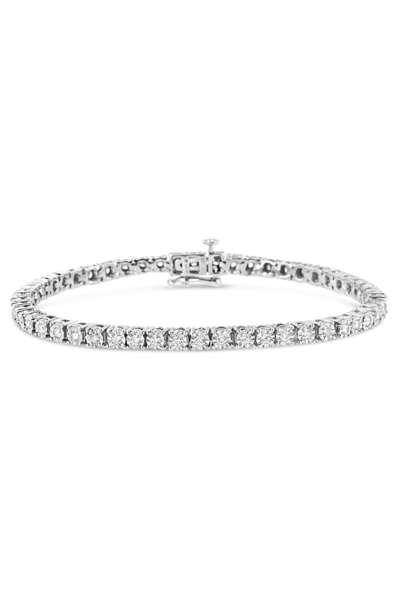 10K White Gold 1/2 Cttw Real Diamond Miracle Plate Tennis Bracelet -, Main, color, White