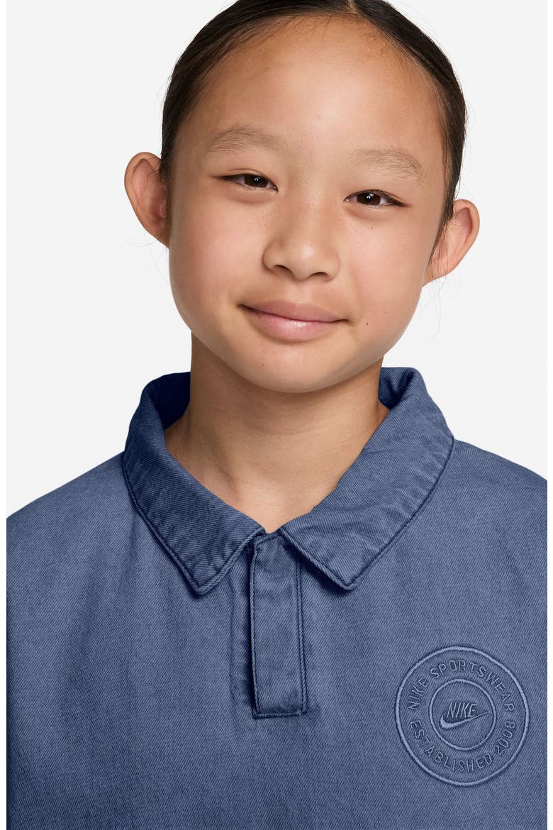 Kids' Short Sleeve Denim Polo, Alternate, color, 461 MYSTIC NAVY/NAVY/CSTL BLUE