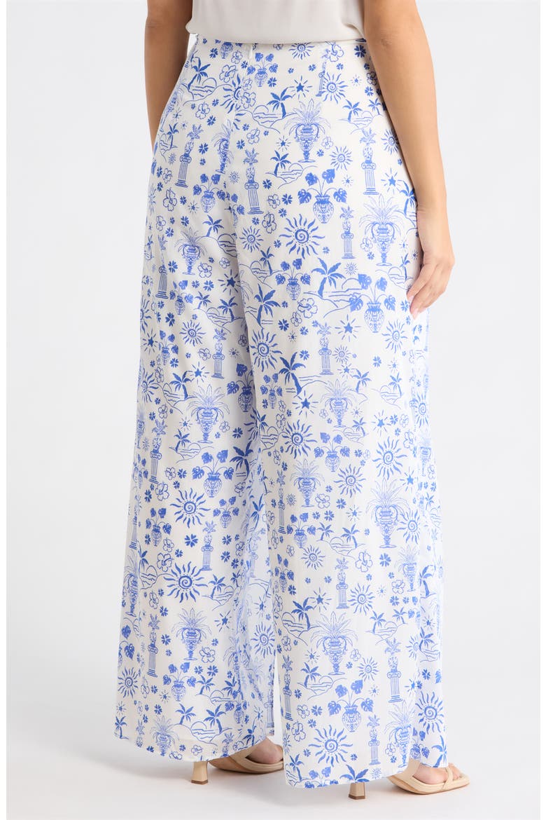 Azul Tropics Nature High Waist Wrap Pants, Alternate, color, BLUES-WHITE