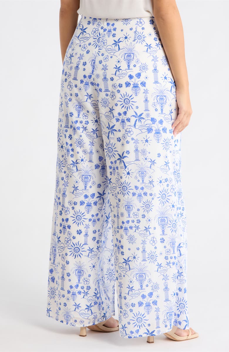 SUGARLIPS Azul Tropics Nature High Waist Wrap Pants, Alternate, color, Blues-White