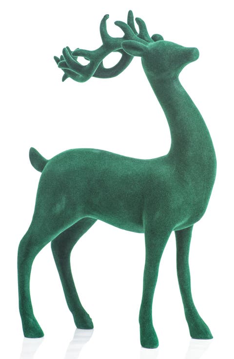 Flocked Deer Figurine