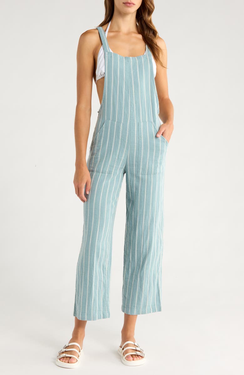 Billabong Pacific Time Cotton Gauze Jumpsuit, Main, color, Blue Fog