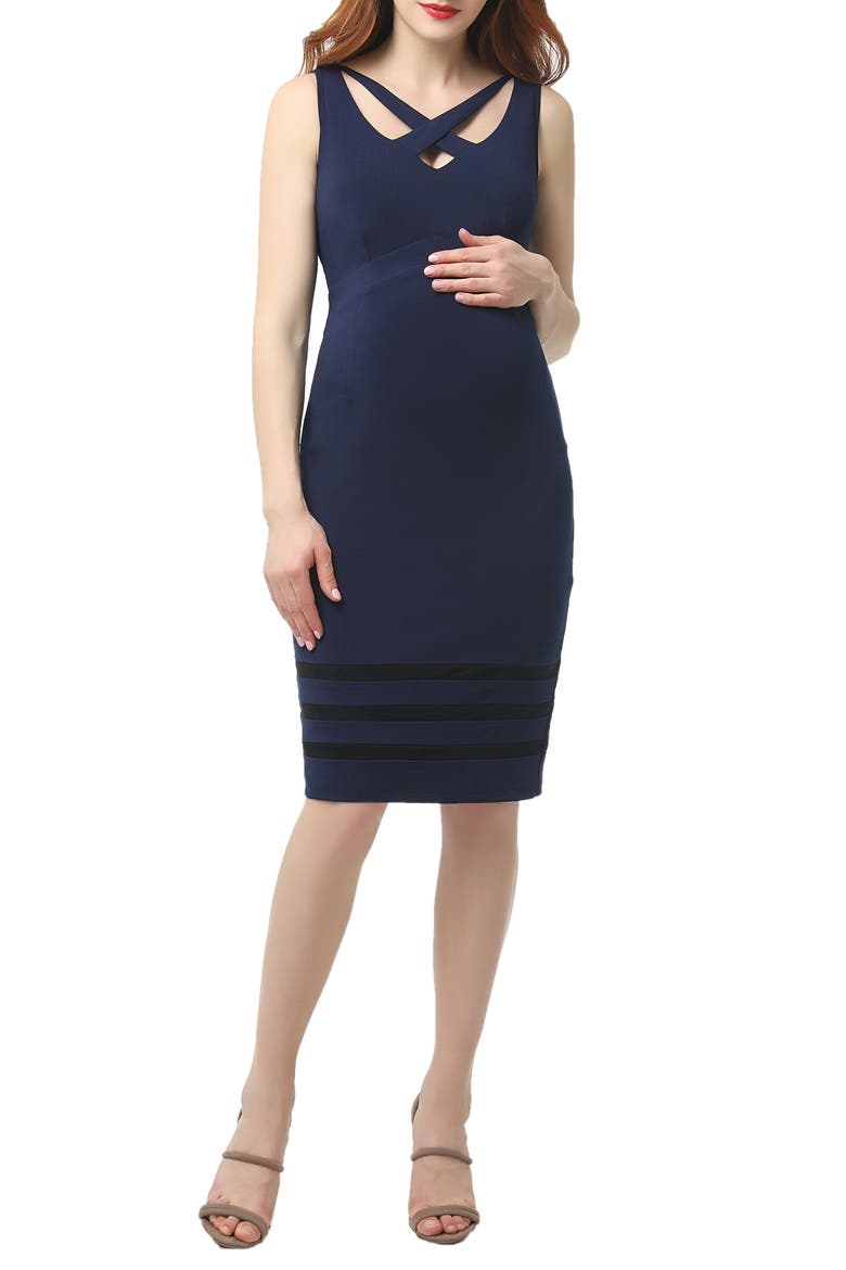 Valerie Maternity Midi Body-Con Dress, Main, color, NAVY