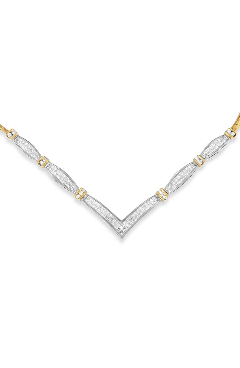 Haus of Brilliance 14K Yellow and White Gold 3.00 Cttw Diamond "V" Shape Statement Necklace, Alternate, color, Yellowwhite