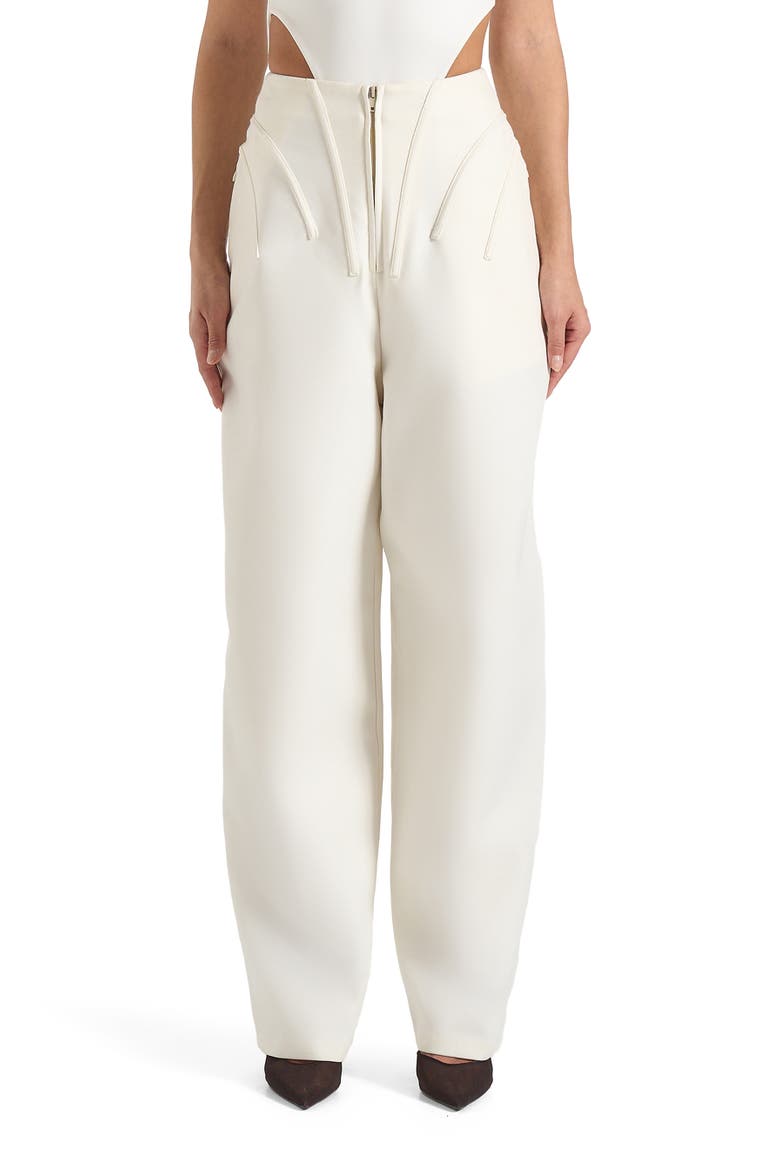 Rena High Waisted Corset Sculptural Trousers, Main, color, Off White