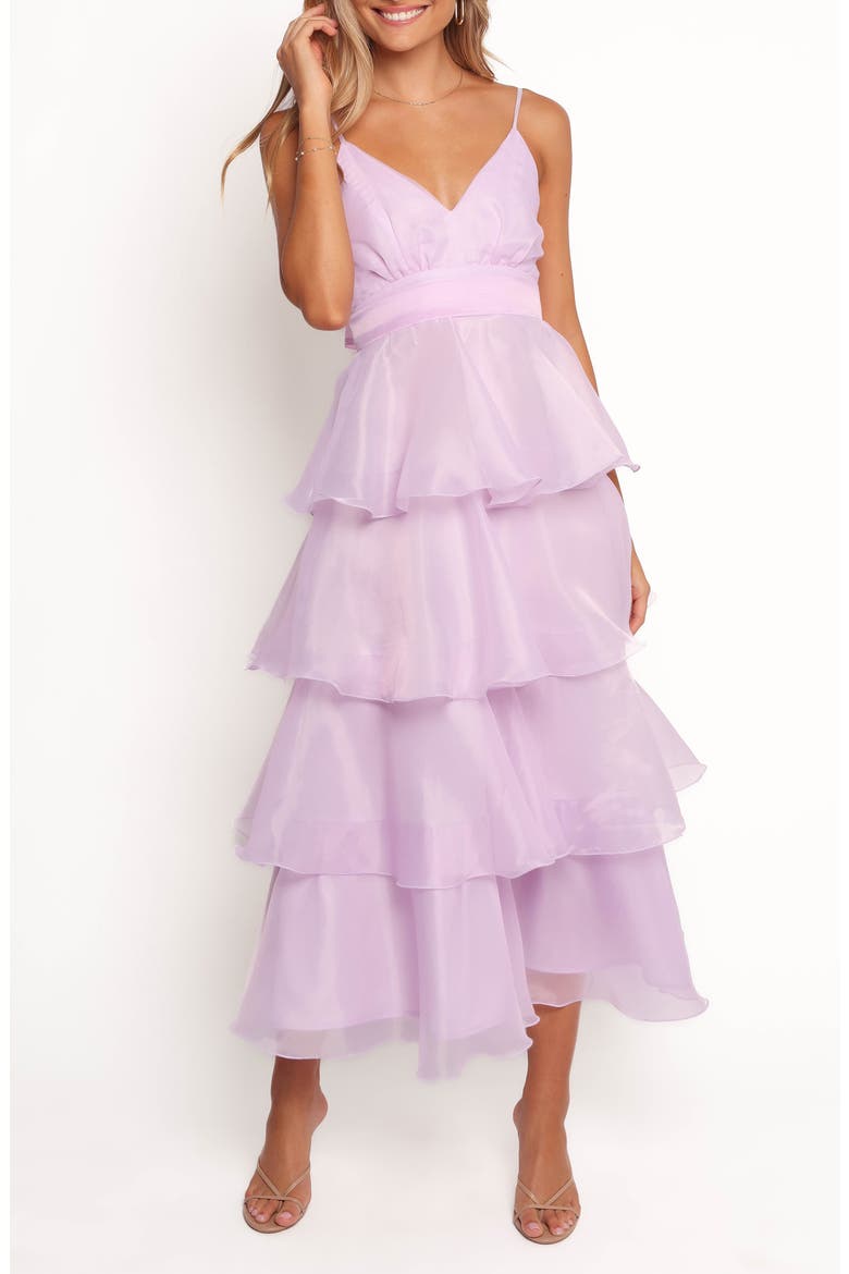Winslet Tiered Organza Maxi Dress, Main, color, LILAC