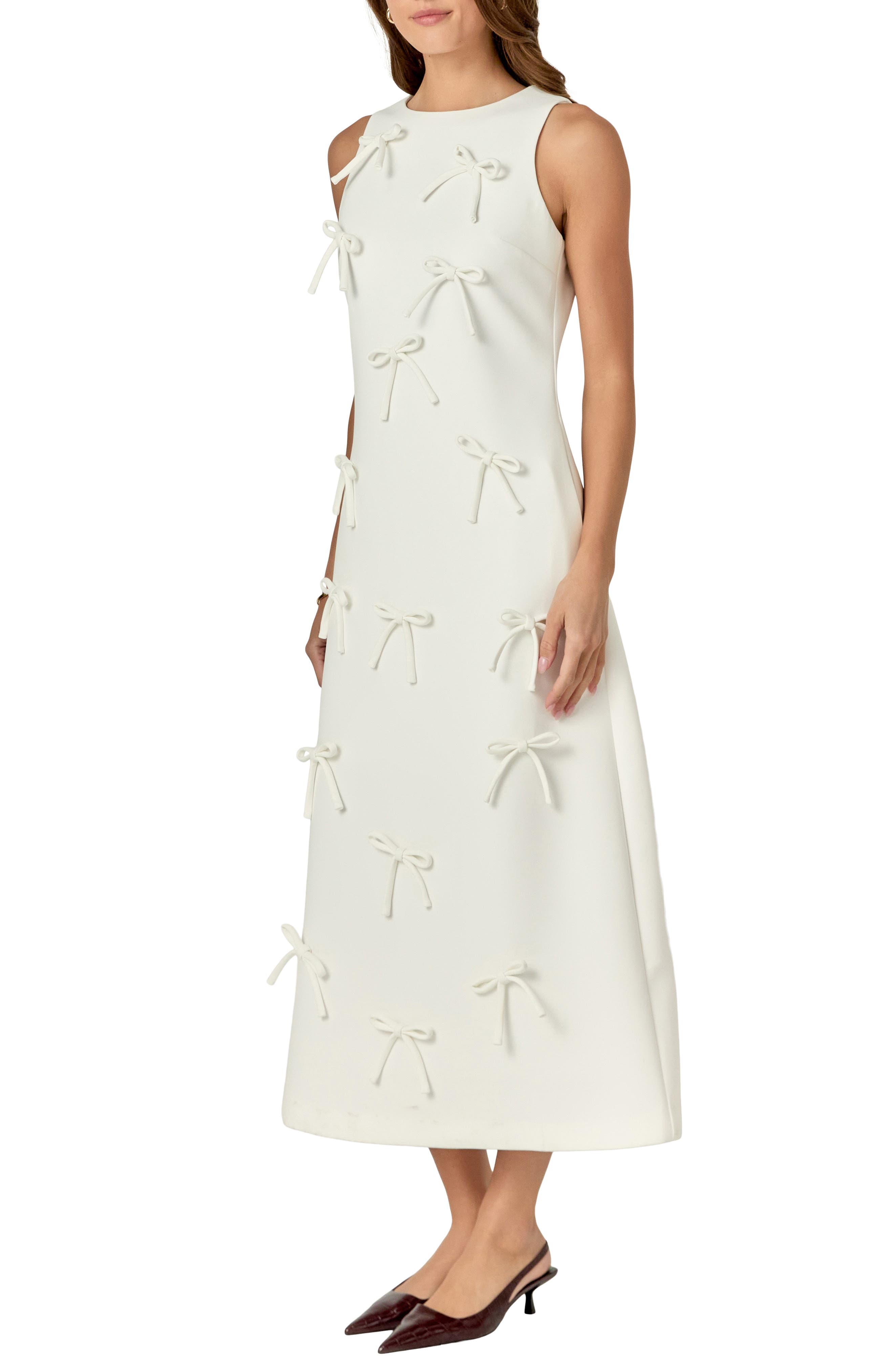 embellished flutter sleeve bow waist a line dress Mac Duggal Embellished Flutter Sleeve Bow Waist A Line Dress