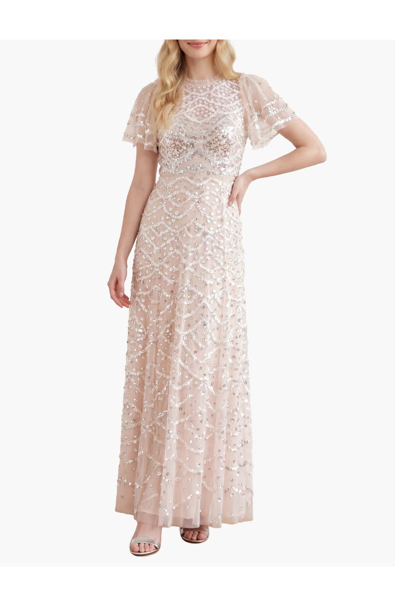 Needle & Thread Deco Dot Gloss Ankle Gown, Main, color, Cream