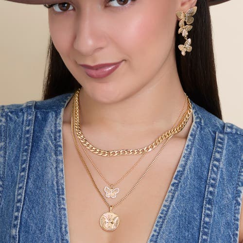 Jessica Simpson Cascading Butterfly Gold-tone Drop Earrings In Gold