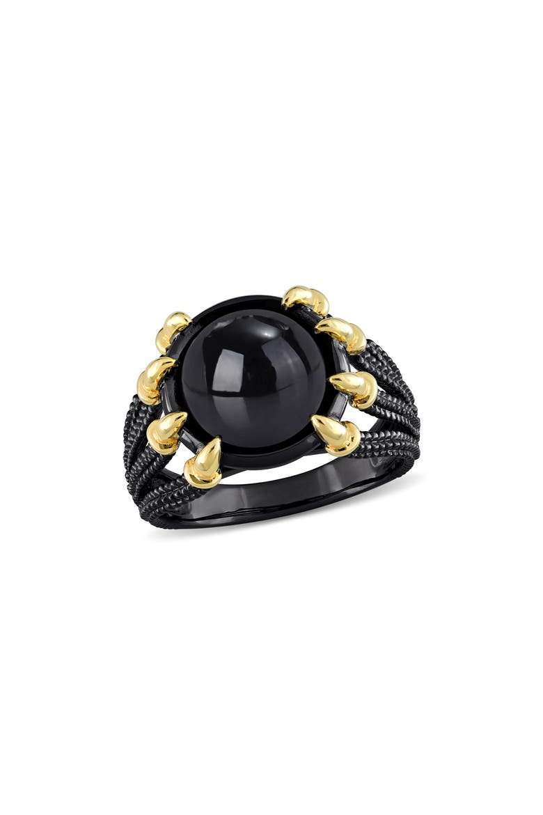 Black Agate Rope Ring, Main, color, BLACK