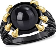DELMAR Black Agate Rope Ring