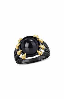 DELMAR Black Agate Rope Ring