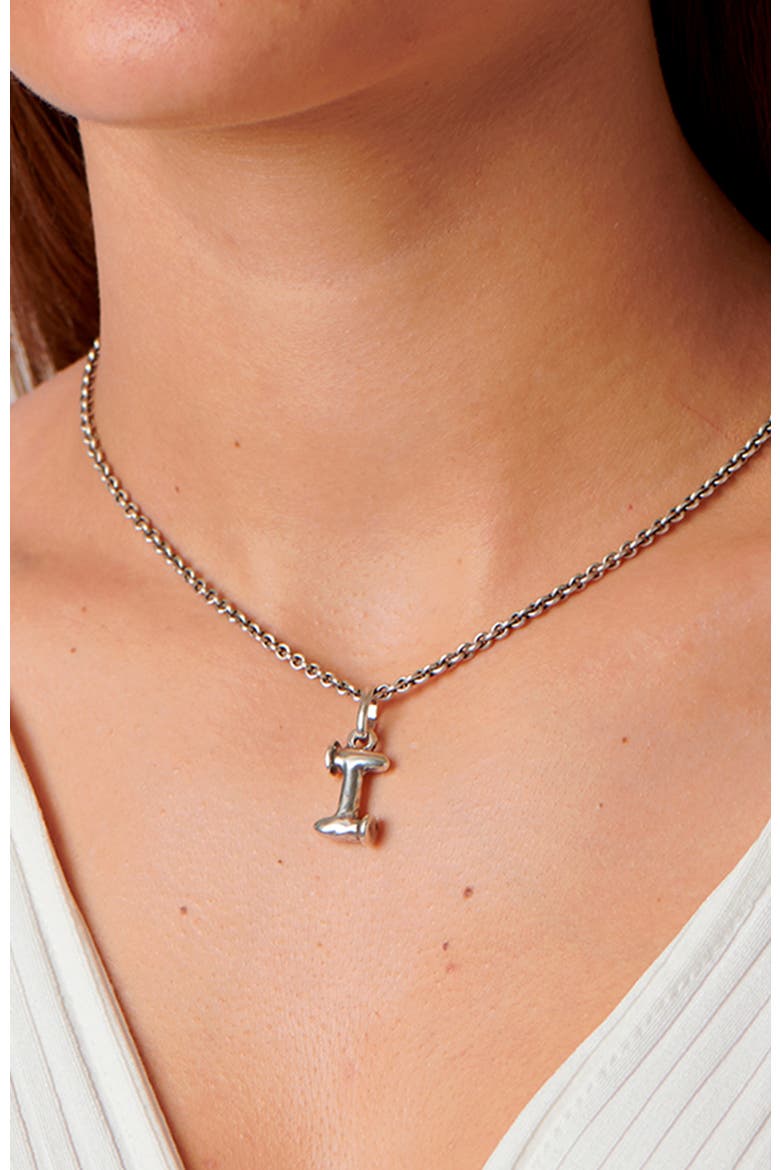 Sterling Silver-Plated Letter I Charm, Alternate, color, Silver