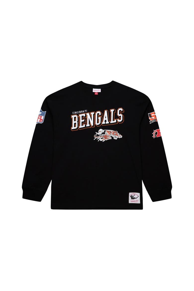 Men's Mitchell & Ness  Black Cincinnati Bengals Training Camp Vintage Logos Long Sleeve T-Shirt, Alternate, color, Black