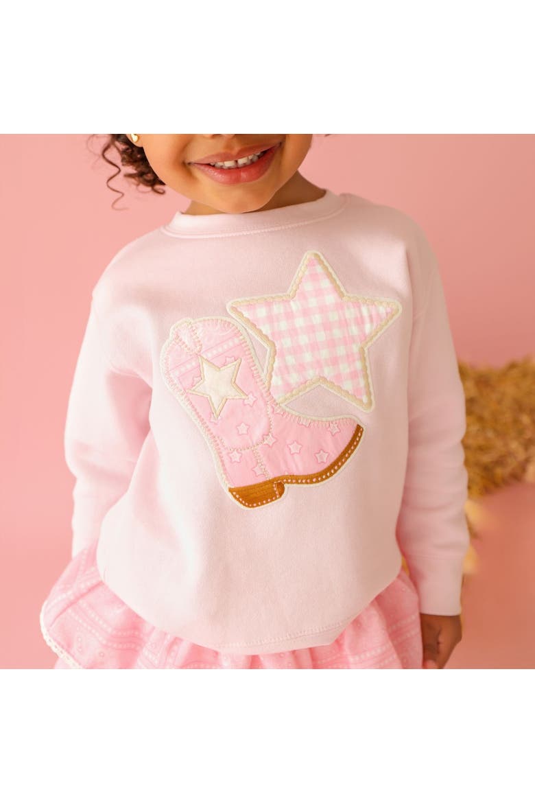 Bandana Cowgirl Patch Western Sweatshirt, Alternate, color, Ballet Pink