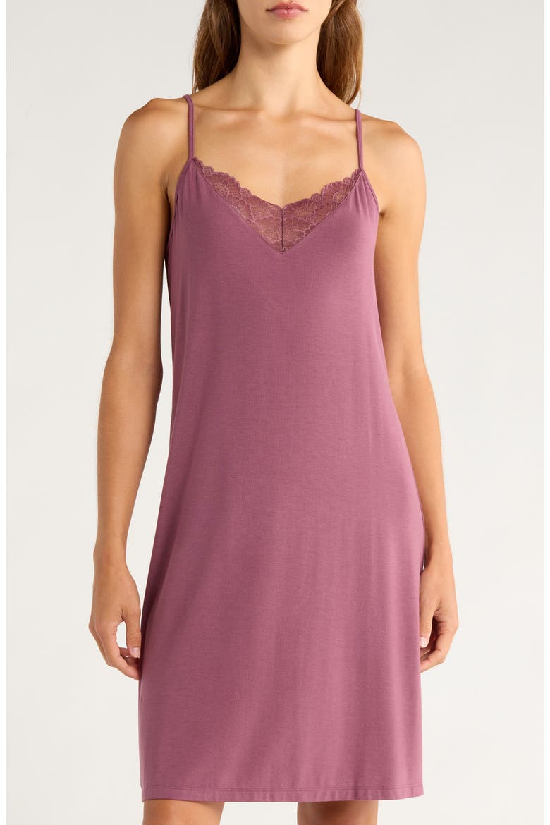 Moonlight Eco Lace Tim Chemise, Main, color, PURPLE SERUM