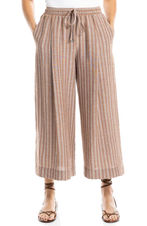 Striped Wide Leg Gaucho Pants