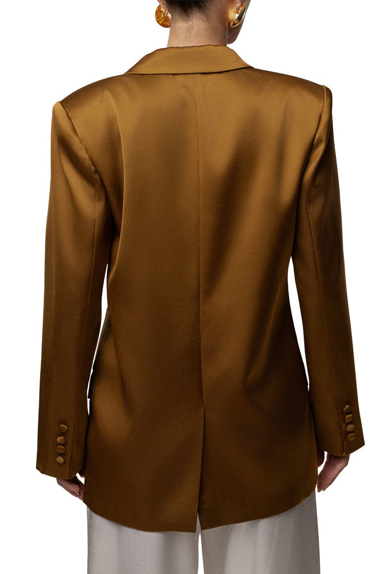 Lara Oversize Satin Blazer, Alternate, color, Bronze