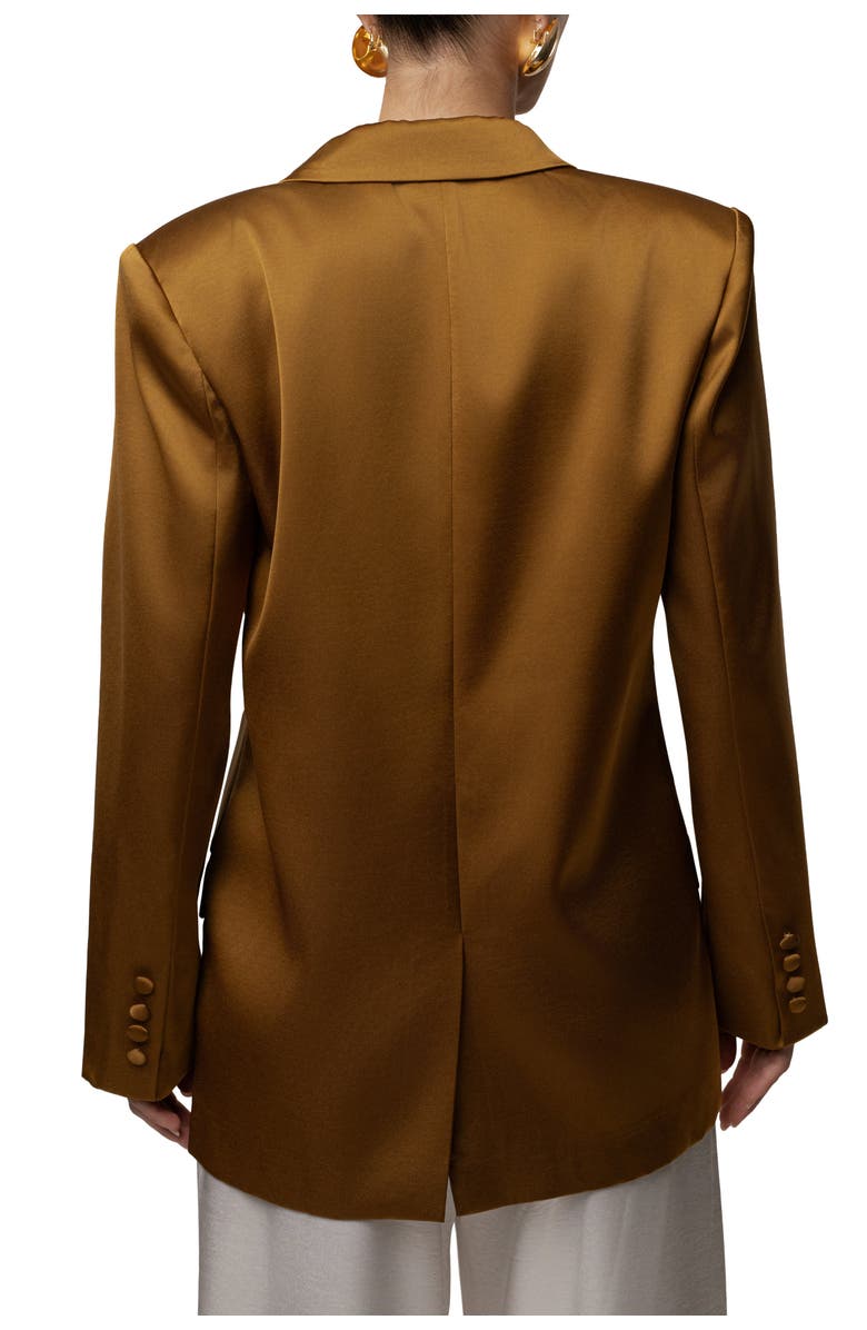 JLUXLABEL Lara Oversize Satin Blazer, Alternate, color, Bronze