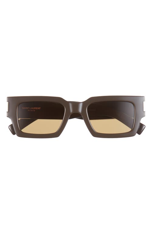 Saint Laurent 50mm Rectangular Sunglasses In Brown