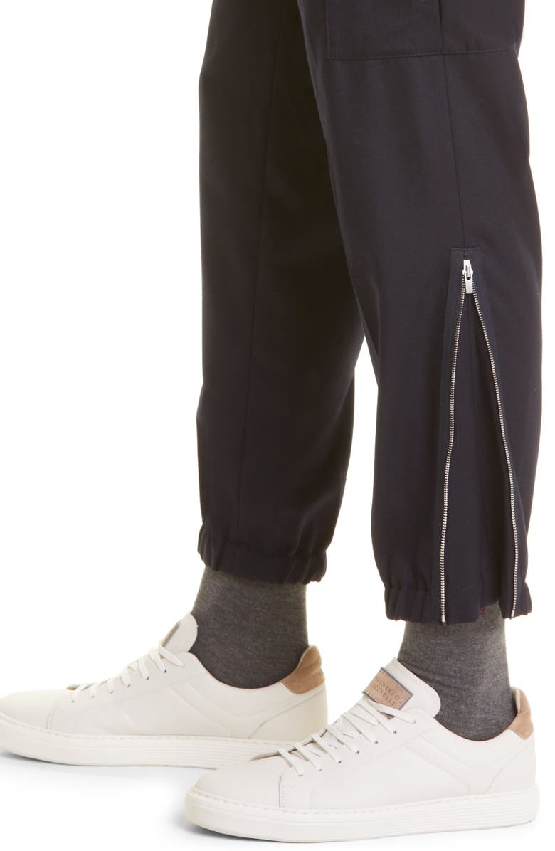Brunello Cucinelli Ergonomic Fit Wool Flannel Cargo Joggers, Alternate, color,
