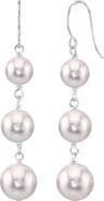 The Pearl Source White Akoya Pearl Triple Drop Earrings